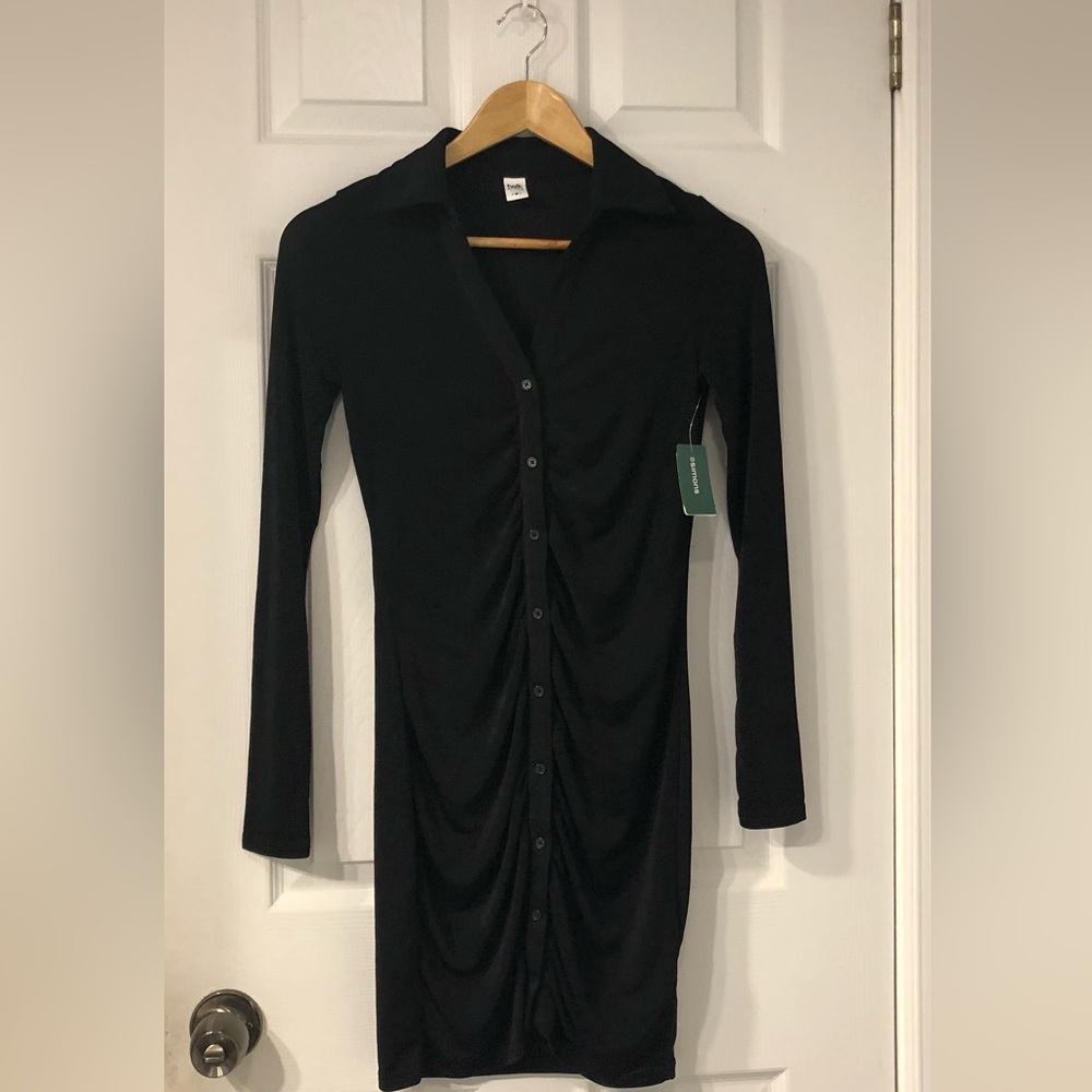 Simons Twik Black Ruched Dress BNWT